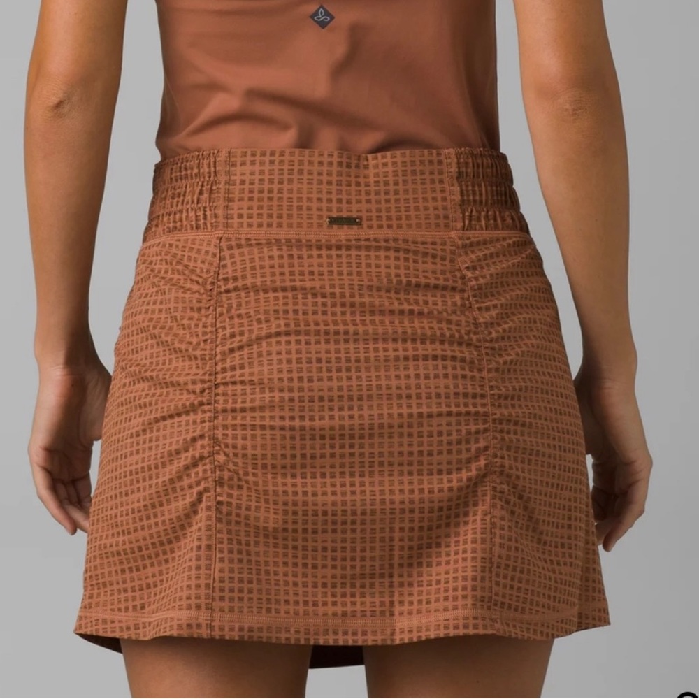 Prana Railay Skort size XL, terra gingham print NWOT